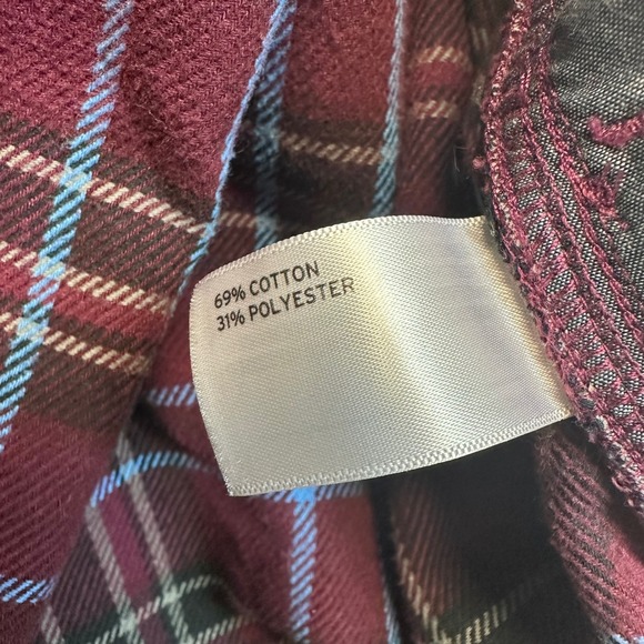 Duluth Trading Co Plaid Flannel Shirt Womens 2XL Burgundy Long Sleeve Button Up - Picture 6 of 7